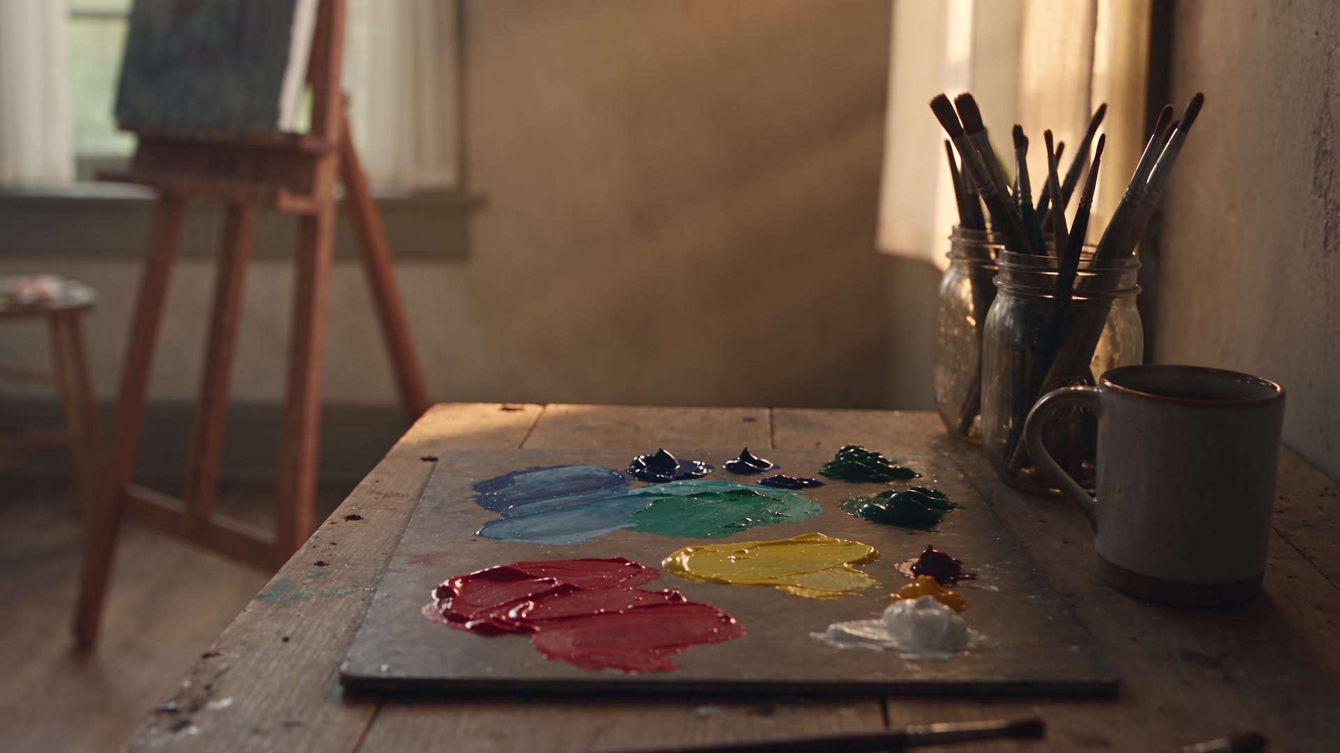 Juli's palette in the studio